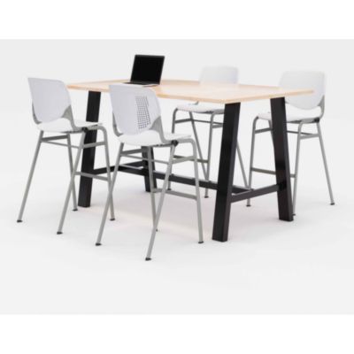 TABLE,4 WH CHAIRS,DBR